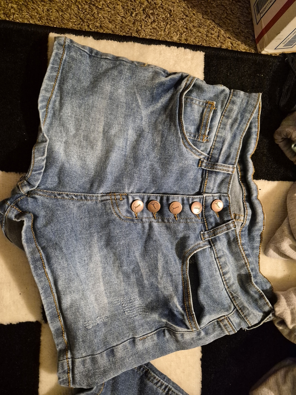 Button-Front Light Blue Denim High-Rise Women's Shorts (3 Pairs For $15)